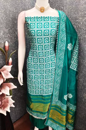  multi print jacquard gajji silk dress material
