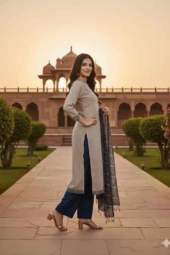  grey embroidery zora silk dress material