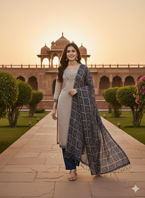  grey embroidery zora silk dress material 3