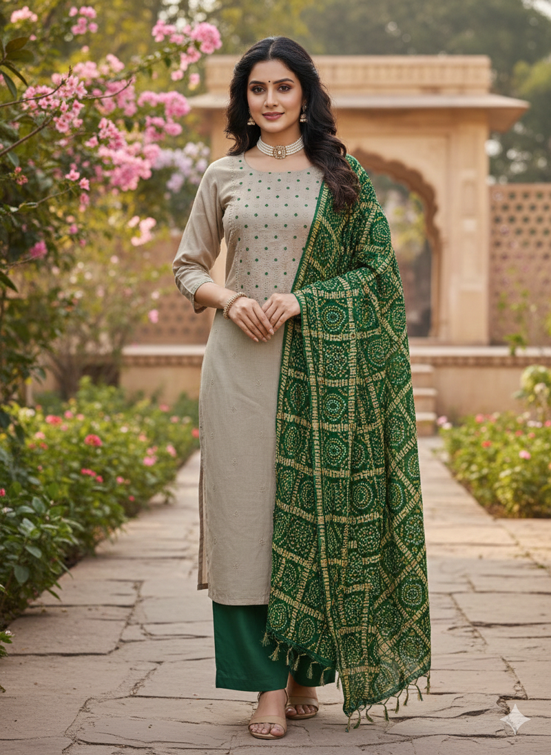 Women's grey embroidery zora silk dress material