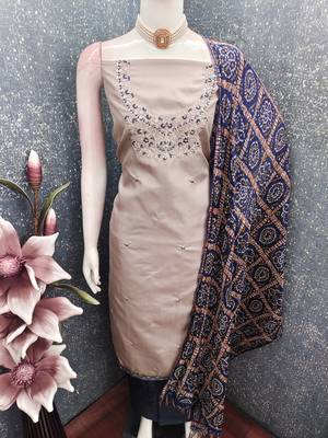  grey embroidery zora silk dress material 4