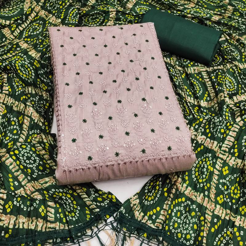 Women's grey embroidery zora silk dress material