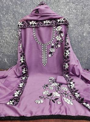  levender embroidery georgette dress material 2