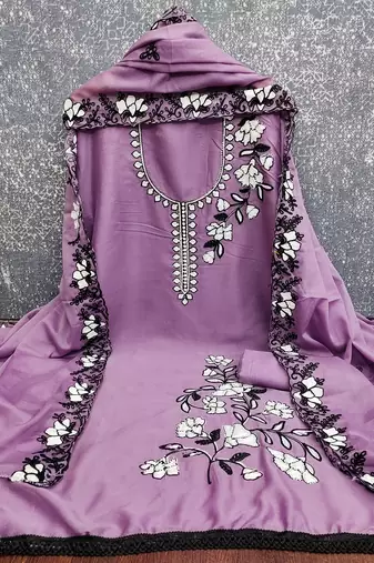 levender embroidery georgette dress material