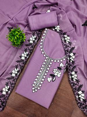 levender embroidery georgette dress material 3