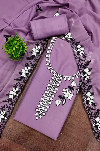  levender embroidery georgette dress material