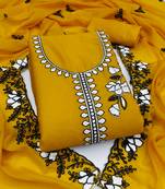 Women's mustard embroidery georgette dress material