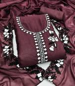 Women's purple embroidery georgette dress material