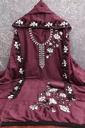  purple embroidery georgette dress material