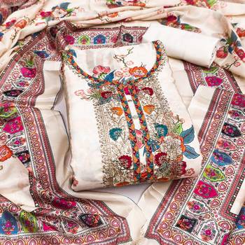  white embroidery chinnon dress material 1