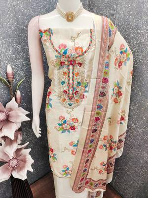  white embroidery chinnon dress material 4