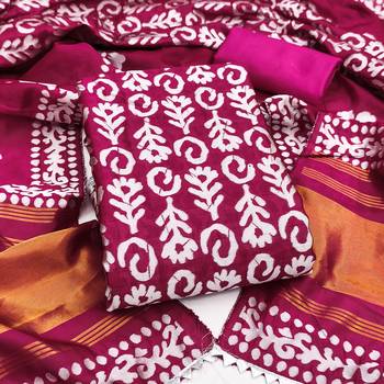  magenta woven print silk dress material 1