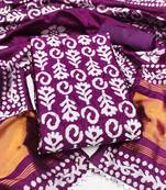 Women's voilet woven print gajji silk dress material