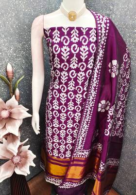  voilet woven print gajji silk dress material 4