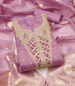 Women's levender embroidery jacquard dress material