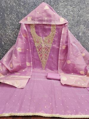  levender embroidery jacquard dress material 2
