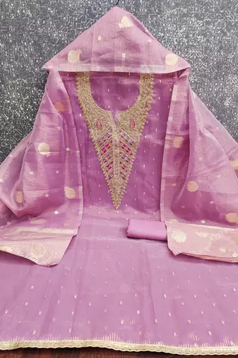 levender embroidery jacquard dress material