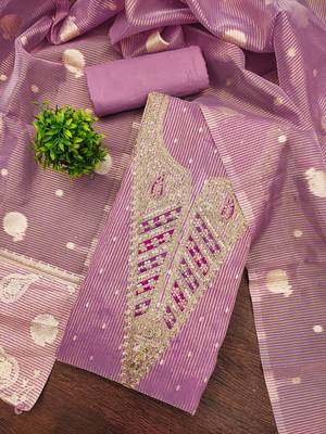  levender embroidery jacquard dress material 3