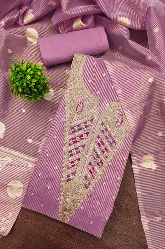  levender embroidery jacquard dress material