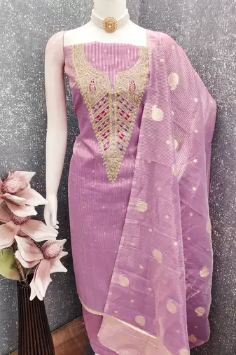  levender embroidery jacquard dress material