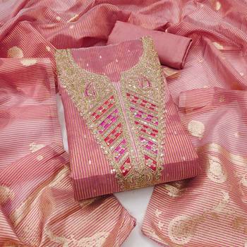  pink embroidery jacquard dress material 1