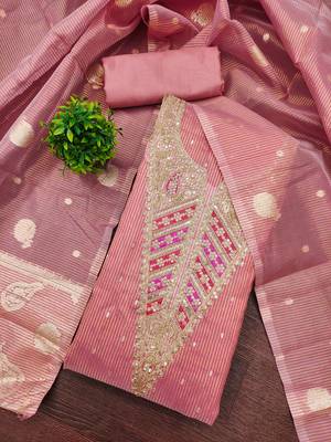  pink embroidery jacquard dress material 3