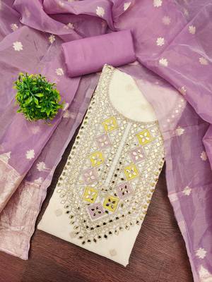  off white embroidery jacquard dress material 3