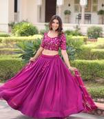 Pink Silk Sequins Embroidered Lehenga Choli And Duptta