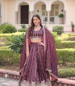 Gold Silk Sequins Embroidered Lehenga Choli And Duptta