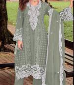 Pista embroidered silk pakistani salwar suit