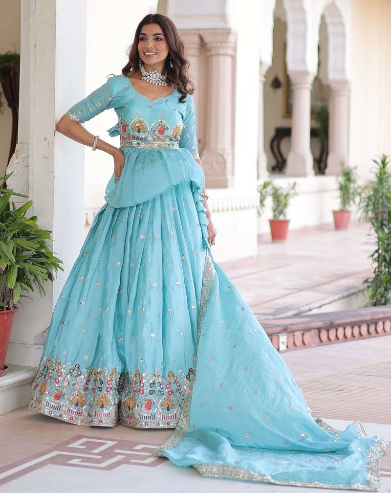 Silk Sequins Embroidered Lehenga Choli And Duptta