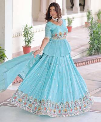 Silk Sequins Embroidered Lehenga Choli And Duptta 4