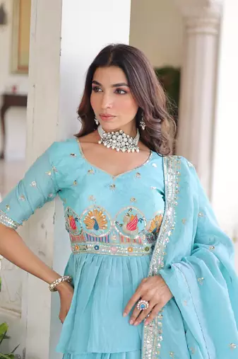 Silk Sequins Embroidered Lehenga Choli And Duptta