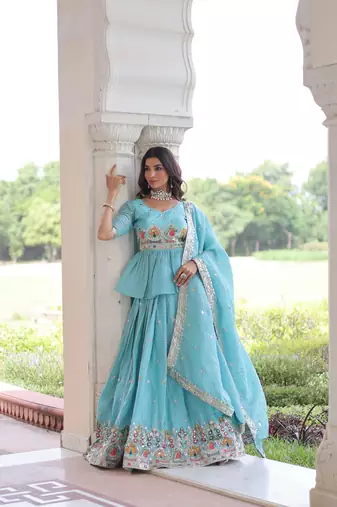 Silk Sequins Embroidered Lehenga Choli And Duptta