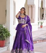 Silk Sequins Embroidered Lehenga Choli And Duptta