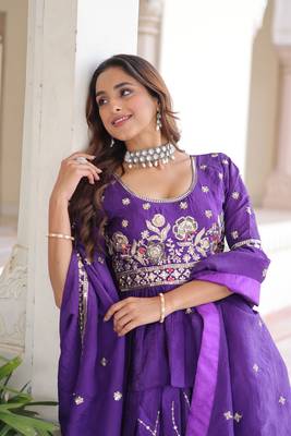 Silk Sequins Embroidered Lehenga Choli And Duptta 5