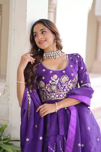 Silk Sequins Embroidered Lehenga Choli And Duptta