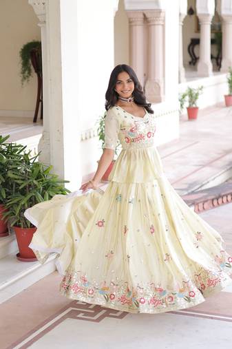 Silk Sequins Embroidered Lehenga Choli And Duptta