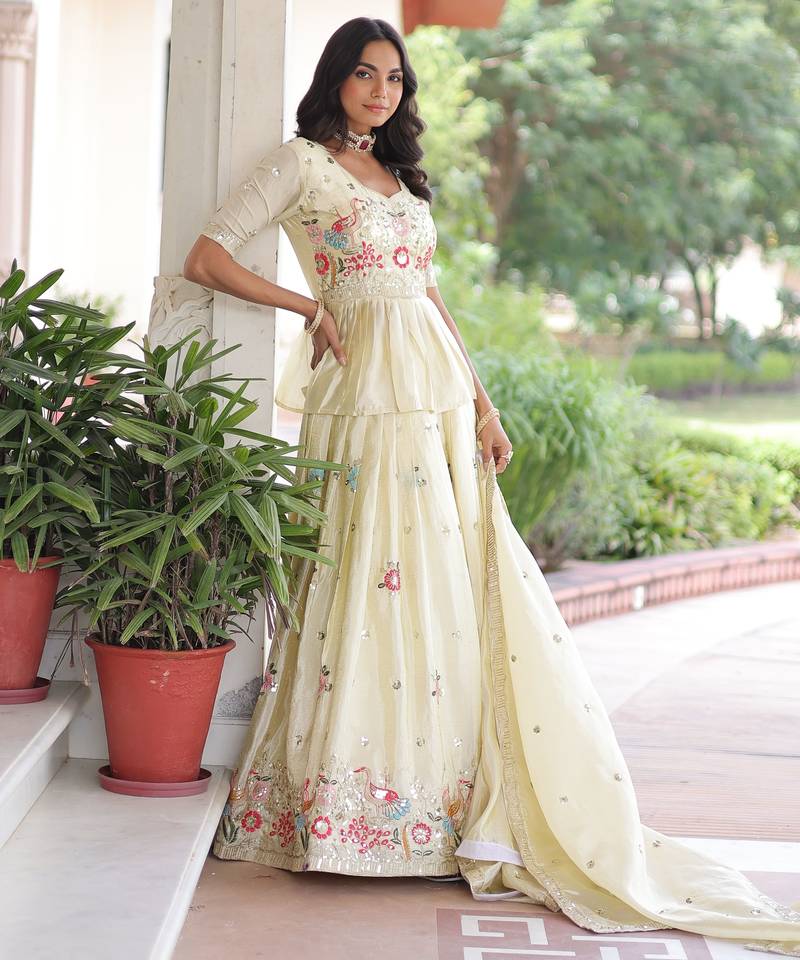 Silk Sequins Embroidered Lehenga Choli And Duptta