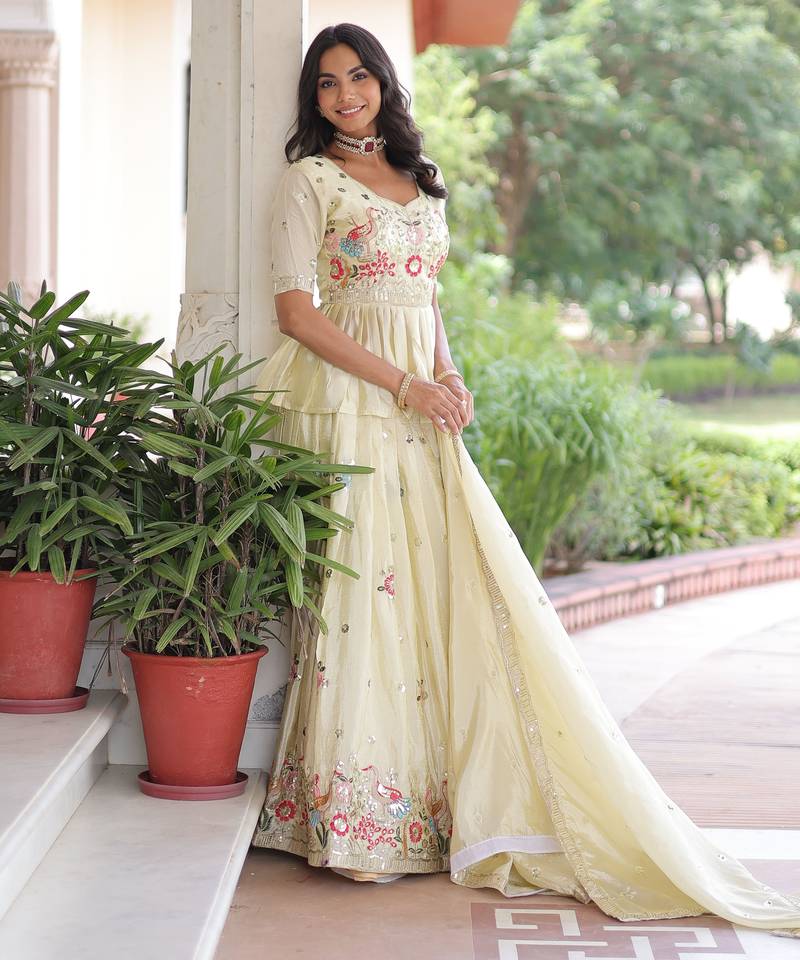 Silk Sequins Embroidered Lehenga Choli And Duptta
