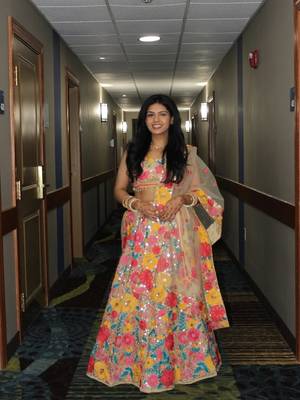 MULTICOLOR THREAD AND SEQUINS EMBROIDERED GEORGETTE LEHENGA CHOLI DUPATTA 5