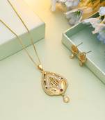 Gold color chain pendant with earring
