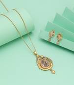 Gold color chain pendant with earring
