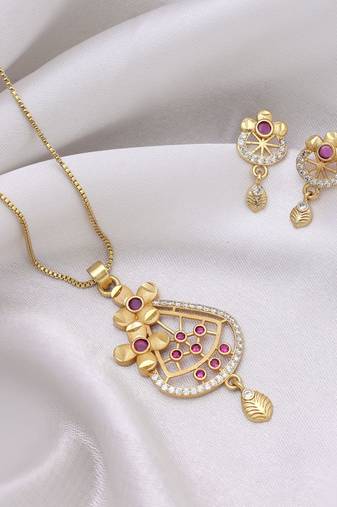 Rani color chain pendant with earring