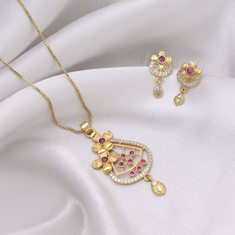 Rani color chain pendant with earring