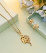 Gold color chain pendant with earring