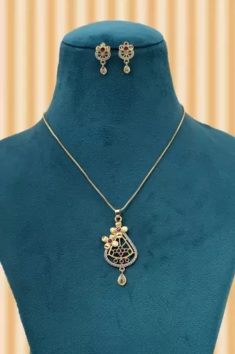 Rani color chain pendant with earring