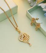 Gold color chain pendant with earring