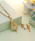 Gold color chain pendant with earring