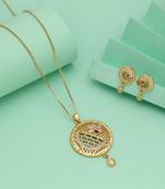 Gold color chain pendant with earring